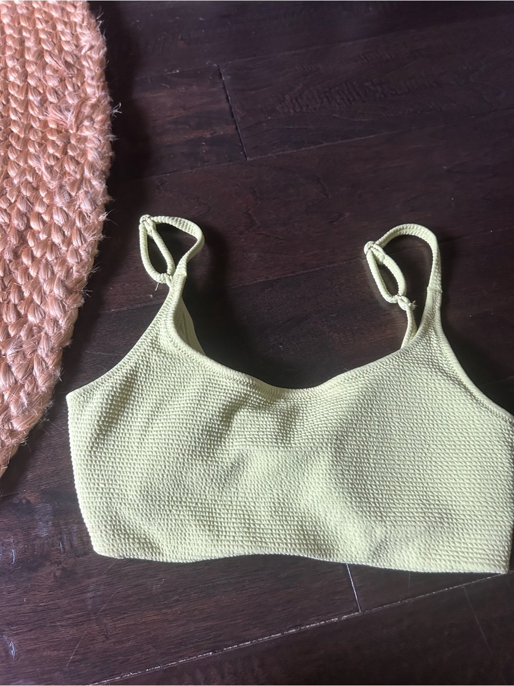Old Navy Line Green Textured Bikini Top
